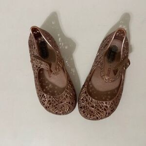 Mini Melissa + Campana Rose Gold Zig Zag Shoes Baby Girls Size 7